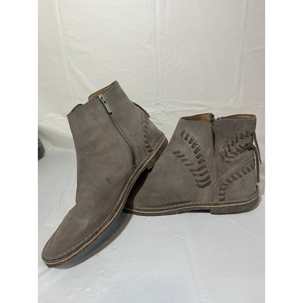 Frye Sierra Whipstitch Suede Tan Boho Crepe Festival Bootie Size 9.5M - Picture 7 of 11